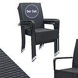 Juskys Polyrattan Gartenstühle Yoro 6er Set mit Armlehnen & Rückenlehne -...