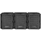 FIXKRAFT 3 Kammer Komposter Garten Schnellkomposter Groß 1200L Schwarzer...