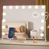 SONGMICS Schminkspiegel mit Beleuchtung, 58 x 43 cm, Kosmetikspiegel mit 15...