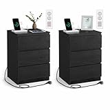 VASAGLE Kailyn Kollektion - Nachttisch mit Steckdosenleiste, 2er Set,...