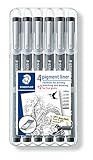 STAEDTLER Fineliner pigment liner, schwarz, Set mit 6 Linienbreiten,...