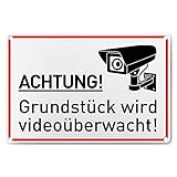 LEEPAT Achtung Videoüberwachung Schild, 30x20cm Aluminium Video...