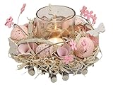 Frühling- Ostergesteck mit Windlicht - aus Holz mit schöner Dekoration -...