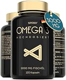 Omega 3 Kapseln Hochdosiert 3000mg - Premium Fischöl 120 Kapseln -...