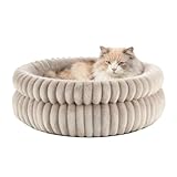 EDMIENS Katzenbett, Waschbar Indoor Katzenbett Flauschig, Rund...