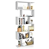 COSTWAY Bücherregal, Standregal mit 6 Ebenen, Raumteiler Regal, Büroregal...