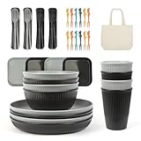ZgoEC 49pcs Camping Geschirr Set 4 Personen, Unzerbrechliches...