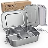 VITCOCO® Brotdose Edelstahl mit Fächern, Lunchbox Auslaufsicher 800ml,...