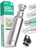 Die Trinkflasche Edelstahl 750ml + EXTRA Sportverschluss, Edelstahl...