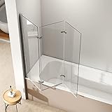 EMKE Duschwand für Badewanne 130x140cm, Duschtrennwand für Badewanne...