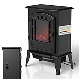 Juskys Elektrokamin 2000 W – Schwarz, elektrischer Standkamin mit...