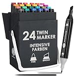 OfficeTree 24 Alkohol Marker - Intensive Farben - Twin Marker Set zum...