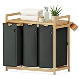 XMHome wäschekorb 3 fächer 148L großer quadratischer Wäschesammler aus...