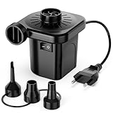 Elektrische Luftpumpe, Luftpumpe luftmatratze mit 3 Luftdüse, 2 in 1...