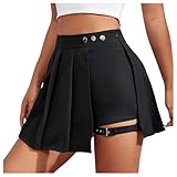 Damen Hosenrock Kurze Hose Minirock Asymmetrisch Röcke Mit Schnalle Gothic...