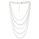 COOLSTEELANDBEYOND Multi-Strang Weiß Perle Statement Halskette Halsband...