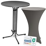 Beautissu Stehtisch mit Hussen – Klappbarer Stehtisch 80 cm Grau inkl....