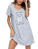 ENJOYNIGHT Damen Nachthemd Baumwolle Kurzarm Schlafhemd T-Shirt Schlafshirt...