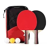 Tischtennis -Set mit 2 Schlägern, 3 Bällen, Tragetasche und Pingpong...