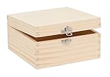 Glorex 6 1682 103 - Holzbox aus Kiefernholz, quadratisch, mit Verschluss,...