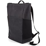 Salzen Sleek Line Nubuk Leather Rucksack, 48 cm, 17 Liter, Charcoal Black