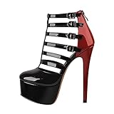 Only maker Women's Plattform Pumps Stilettos T Straps Buckles Skyhigh Heels...