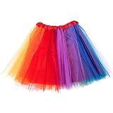 TüTü Damen, TüLlrock Damen with 3 Layers, Regenbogen Kostüm Karneval...