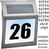 Solar-Hausnummer 2 LEDs Dämmerungssensor Personalierbar für Außen...
