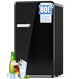 TRIUMPHKEY 80L Kühlschrank, Retro-Design Kleiner Kühlschrank mit...