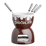BUTLERS Schokoladenfondue Set Keramik 480 ml 4 Edelstahl Gabeln...