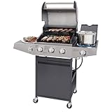 Unovivy 3-Brenner Propangasgrill mit Seitenbrenner, porzellanemaillierter...