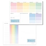 paper&you® A5 Wochenplaner Block [Rainbow] 50 Seiten inkl. Notizblock auf...