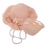 DIKACA Strohhut Set mit Tasche Atmungsaktiv Uv-Schutz Krempe Langlebig...