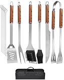 Grillbesteck Set, 12-teilige Edelstahl Grillzubehör Set mit...