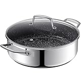 BEZIA Schmorpfanne 28 cm hoher Rand, Schmortopf mit Deckel 5,2L, Edelstahl...