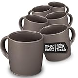 Moritz & Moritz NORDIC Kaffeetassen Set 12-teilig Grau - ca. 300ml aus...