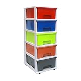 ABBAware Schubladenbox, Schubladen-Container auf Rädern, 5 große 17 Liter...