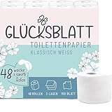 Glücksblatt Toilettenpapier KLASSISCH WEISS, 3-lagig, 48 Rollen x 150...