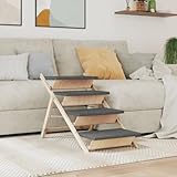 Homgoday Hundetreppe grau 105x47cm Massivholz Tanne Haustiertreppe & Rampen...