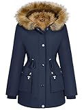 Xnova Damen Wintermantel Parka Fleece Gefüttert Warm mit Kapuze,...
