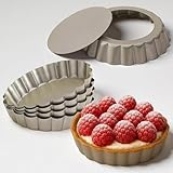 Yamteck Tarteform 10cm 6er-Pack Goldfarbene mit Hebeboden. Quicheform...