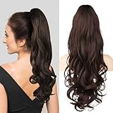 Pferdeschwanz Extension mit Klammer, Lange Wellige Lockige Haarextension...