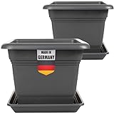 2friends Pflanzkübel Groß Außen 48x48 cm 2er Set Anthrazit Blumenkübel...