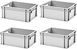 1a-TopStore 4 Stk. Euroboxen EB-417, grau, 40x30x17,5 cm (LxBxH), grau,...