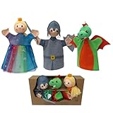 3er Set Handpuppen Kasperlefiguren Prinzessin & Prinz & Drache 3 TLG.,...