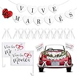 BOFUNX 2 Stücke Hochzeit Autoflagge + Just Married Hochzeitsbanner + 10...