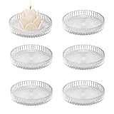 QINGYIWL 6 Stück Kerzenteller Glas, 8 cm Kerzenuntersetzer, Rund Klar...