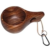 Outdoor-Becher Naturholz mit Karabiner - Campingbecher für Kaffee & Tee,...