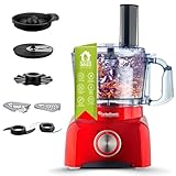 TurboTronic Food Processor 1,2L schwarz, rot, Küchenmaschine mit...