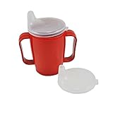 Schnabelbecher, tasse, Trinktasse mit Griff + 2 Deckel 4+12 mm, 250ml, rot...